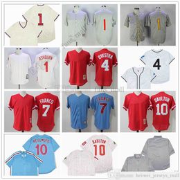 Film Mitchell et Ness Baseball Jersey Vintage 1 Richie Ashburn Jersey 7 Maikel Franco 10 Darren Daulton 4 Dykstra cousu respirant