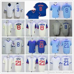 Film Mitchell et Ness Baseball Jersey Vintage 8 Andre Dawson Jersey 21 Sammy Sosa 3 David Ross cousu respirant Sport vente de haute qualité