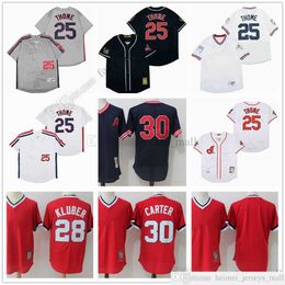 Film Mitchell et Ness Baseball Jersey Vintage 25 Jim Thome Jersey 28 Corey Kluber 30 Joe Carter Cousu Respirant Sport Vente Haute