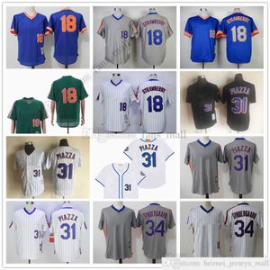 Film Mitchell et Ness Baseball Jersey Vintage 18 Darryl Strawberry Jersey 31 Mike Piazza 34 Noah Syndergaard Stitted Breathable Sport