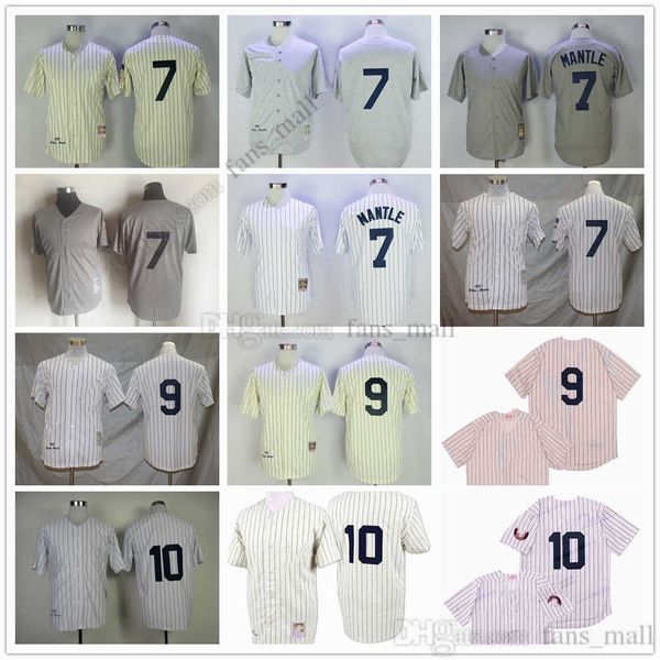 Film Mitchell et Ness Baseball Jersey Vintage 7 Mantle 9 Roger Maris 10 Phil Rizzuto Jerseys Ed Respirant Sport Vente de haute qualité