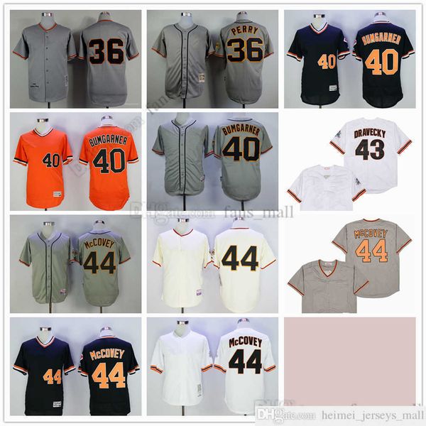 Film Mitchell et Ness Baseball Jersey Vintage 44 Willie McCovey Jersey 40 Madison Bumgarner 36 Gaylord Perry 43 Dave Dravecky Stitched