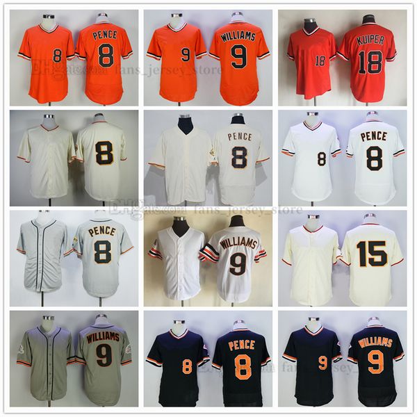 Camisetas de béisbol de la película 8 Hunter Pence 9 Matt Williams 15 Bruce Bochy 18 Duane Kuiper Jersey cosido vintage