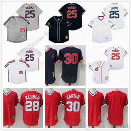 Film Mitchell D Ness Baseball Vintage 25 Jim Thome Jersey 28 Corey Kluber 30 Joe Carter Ed Respirant Sport Vente Haute Qualité Blk Rouge