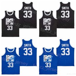 Film Musique Télévision Maillots Basketball 33 Will Smith MTV First Annual Rock N Jock BBall Rétro Sport Pull Respirant Vintage HipHop College Noir Bleu Équipe