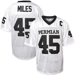 Film Permian Miles # 45 Rugby Jersey Mens Outdoor American Football Clothing Soccer White Tops Couture de la broderie 240424