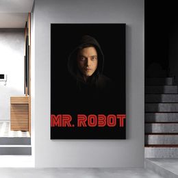 Affiche de film MR.Robot Rami Malek Hackers USA TV Show Retro Affiche Vintage Canvas Peinture HD Imprimé pour l'esthétique du salon