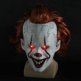 Film s It 2 Cosplay Pennywise Clown Joker Masque Tim Curry Masque Cosplay Halloween Party Props LED Masque mascarade masques entiers f253T