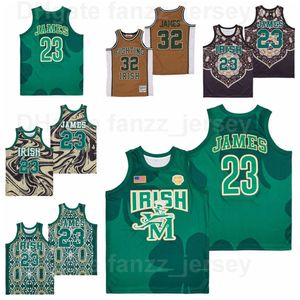 Film St Vincent Mary Irish Basketball LeBron James Jerseys 23 Marble Crown High School Hiphop Team Color Green Brown Brunable Sport Excellente qualité