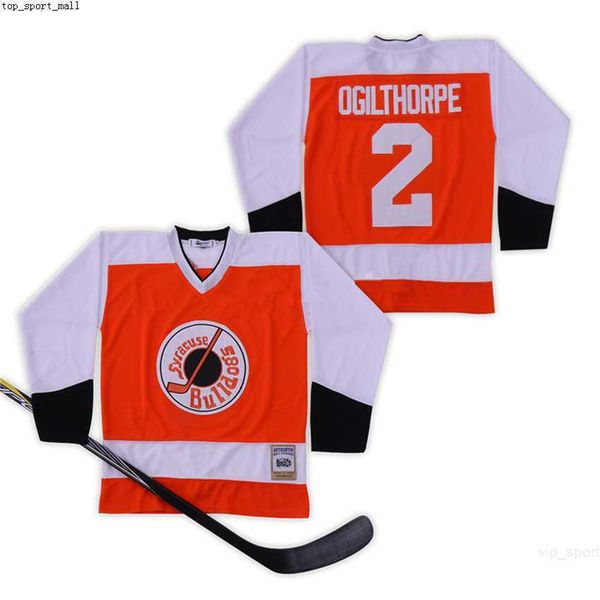 Película Syracuse 2 Ogie Ogilthorpe Jerseys Slap Shot Slapshot College Hockey de hielo Equipo transpirable Color Blanco todo cosido como