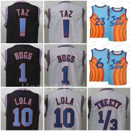 Película Taz 1 Bugs Negro Blanco Tune Squad Jersey 1/3 Tweety 2 D.duck 10 Lola 22 Murray Camisetas de baloncesto cosidas