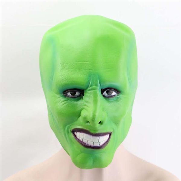 Film Le Masque Jim Carrey Cosplay Adulte Masques En Latex Visage Complet Vert Maquillage Halloween Performance Mascarade Costume De Fête Props3502