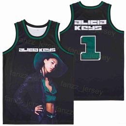 Film TV Basketball 1 Alicia Keys musical ALBUM Maillots HipHop Lycée Équipe Noir Respirant Pour Sport Fans Pur Coton HipHop Broderie Collège Pull Top