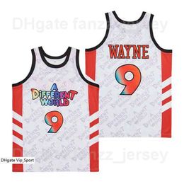 Movie TV Series A Different World 9 Dwayne Wayne Jersey Heren Basketbal Hip Hop Team Kleur Wit Ademend Hiphop voor sportfans Puur katoen Universiteit Goed