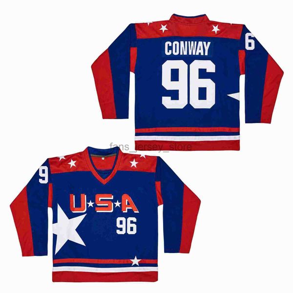 Versión de la película Canadá Charlie Conway 96 Team USA Hockey Jerseys Stitched Jersey