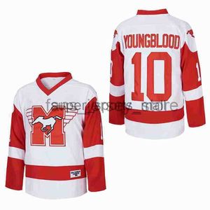 Movie Version Mustangs film Hockey Jersey 10 Youngblood Mustangs Hockey Shirt Bloody Boy