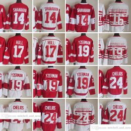 Movie Vintage Hockey 19 Steve Yzerman Jerseys CCM Embroidery 24 Chris Chelios 17 Brett Hull 14 Brendan Shanahan 16 Vladimir Konstantinov Jersey Red White Men