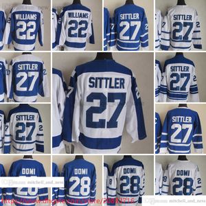 Film Vintage Hockey 27 Darryl Sittler Maillots CCM Broderie 28 Cravate Domi 22 Tiger Williams Jersey Blanc Bleu Vert