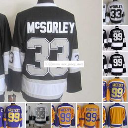 1967-1999 Film Retro CCM Hockey Jersey Broderie 99 WayneGretzky 33 MartyMcSorley Vintage Jerseys