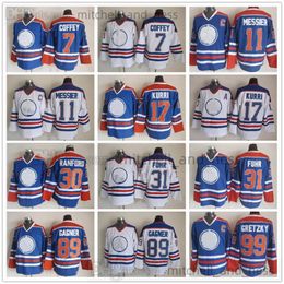 Movie Vintage Hockey Jersey Retro CCM Embroidery 99 Wayne Gretzky Jersey 7 Paul Coffey 11 Mark Messier 17 Jari Kurri 31 Grant Fuhr 89 Sam Gagner 30 Bill Ranford Jerseys