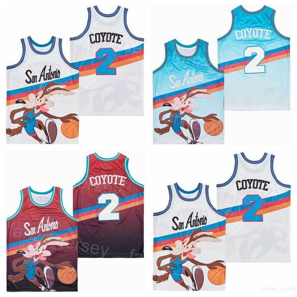 Film Wile E Coyote Basketball Maillots X Looney Tunes Film Rétro Blanc Violet Sport D'équipe Pur Coton Retraite Respirant Vintage Pull Collège HipHop Broderie