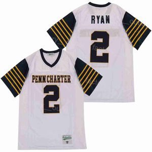 Film William Penn Charter High School Football 2 Matt Ryan Jersey Uniform allemaal genaaid Hip Hop voor Sport Fans College Ademe Team Color White University Good