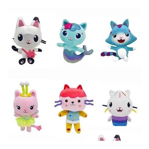 Movies TV Plush Toy 25cm Gabby Dollhouse Mercat Cartoon Gebouwde dieren Mermaid Cat Plushie Dolls Kinderen Verjaardagscadeaus Drop levering Dh78U