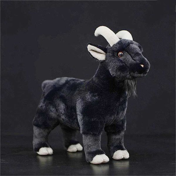 Films TV Toy Toy Black Goat High Fidelity Anime Migne Mouton Moutons en peluche Toys Animaux réels Simulation Poupée en peluche Kawai Toy Gifts For Kids 240407