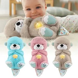 Films TV Toy en peluche respirant ours baby apaisant la loutre en peluche bébé bébé enfants apaisant la musique bébé compagnon de sommeil et le jouet de poupée légère 240407