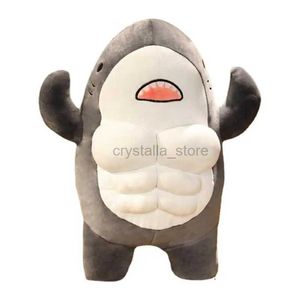 Films TV Toy jouet buff shark Carton Muscle Shark Shark Embouche Ocean Whale Fish Toy 17,7 pouces Couvoir de requin en peluche de requin en peluche pour petite amie 240407