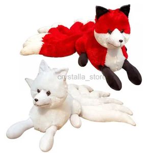 Movies TV Plush Toy Cute Soft White Red Nine Tails Fox Plush Toys Gevuld Animal Nine-Tailed Fox Kyuubi Kitsune Dolls Creative Gifts Kids Kerst 240407