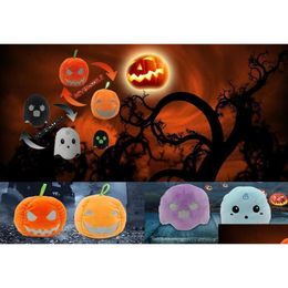 Movies TV Plush Toy Halloween Pumpkin Ghost Twee kanten Gevulde Luminous P Toys Holiday Gifts Party Prom Props Surprise Whole4327428 Dhdiz