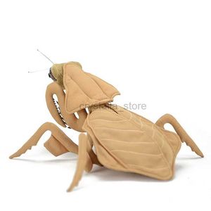 Películas TV Lave Toy Lifelike Leaf Mantis Plush Toy Vida real Insectos suaves Deroplatys lobata Mantids Animales de peluche Regalos de muñeca 240407