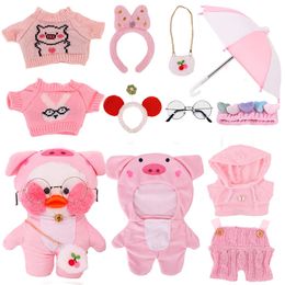 Films TV knuffel Roze serie Eend Poppenkleertjes Trui Uniform Kawaii 30 cm Lalafanfan Bril Hoed Accessoires Meisjes Geschenken Speelgoed 231007