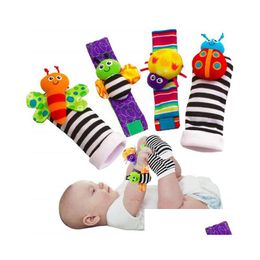 Films tv pluche speelgoed speelgoed dieren baby sok rammelaar sokken soozzy pols ratels foot finder babys lamaze 4pcs/set drop levering cadeaus st dhber