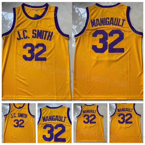 Films Émissions de télévision Don Cheadle Earl Manigault Jerseys Basketball 32 JC Smith College University Broderie et cousue sur une chemise jaune Équipe pour les fans de sport NCAA