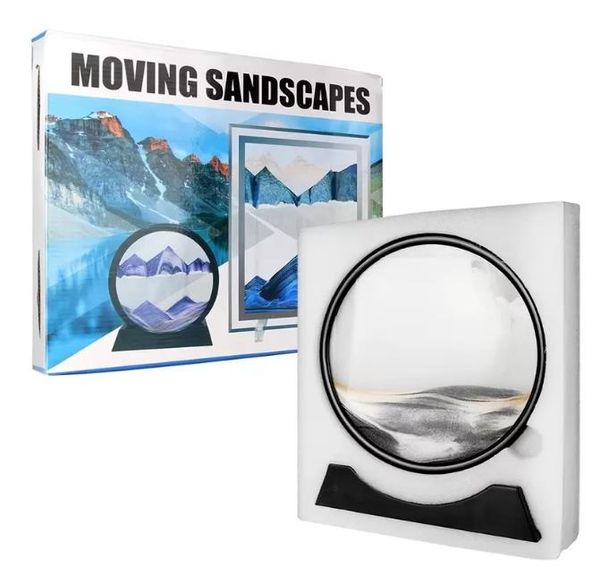 Picture d'art en mouvement Round Verre 3D Soraire de sable de mer profonde en mouvement Affichage de sable fluide 7 12 pouces pour décoration intérieure 220406