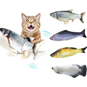 Vis elektrisch speelgoed voor kat USB Charger Interactive Chew Bite S Nip Supplies Kitten Flop Wagging LJ200826