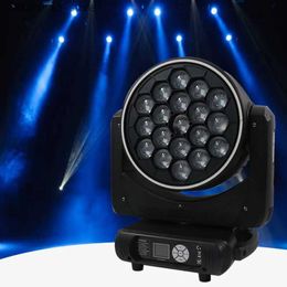 Moving Head Lights 19X40W 0SRAM RGBW 4IN1 Pixel Moving Head Zoomlicht Big Bee Eyes Led met Halo Belt-effect Lensrotatie Beam Spot 2IN1 Q231107