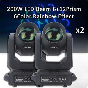 Moving Head Lights 2Pcs/lot LED Moving Head Light 200W Beam+Spot+6+12 Rotating Prisms Dj Dmx Stage Light Party Effect Light Disco Dj Bar Q231107