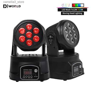 Moving Head Lights 7x12W LED Moving Head Light 4 IN 1 RGBW Professioneel podiumeffect 7 / 15DMX Wash Light voor Disco DJ Music Party Dance Club Q231107