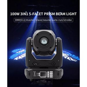 Moving Head Lights Dmx Dj Led Spot Light Pro 100W Beam Projector Gobo Disco Bruiloftsevenement 3In1 Stage Drop Delivery Verlichting Dhudo