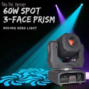 Projecteur à tête mobile de haute qualité, nouveau design, mini tête mobile 60W, spot LED avec prisme à 3 faces, effet rotatif pour DJ Party Dacne Floor Wedding Q231107