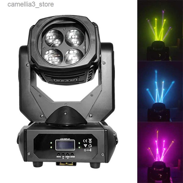 Luzes de cabeça móvel feixe de led iluminação de cabeça móvel 4x25w controlador dmx luz de palco profissional dj casamento discoteca festa boate entretenimento equi q231107