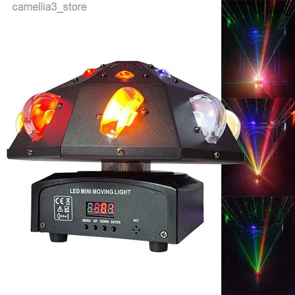Luces de cabeza móviles Luz de escenario LED Colorido Torbellino RGBW 4 en 1 Cabezal móvil giratorio Patrón de luz de discoteca + Láser Profesional Dj Party Club Boda Q231107