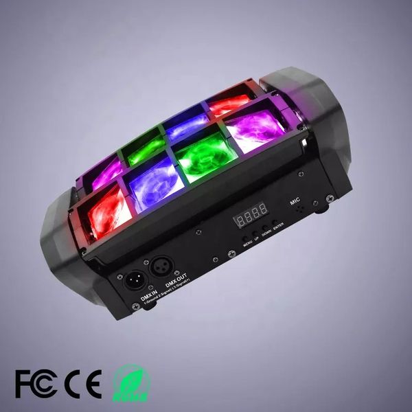 Film de tête en mouvement Mini Spider 8x3W RGBW LED POURME POUR CRAZY DJ Disco Stage Light Club Equipment