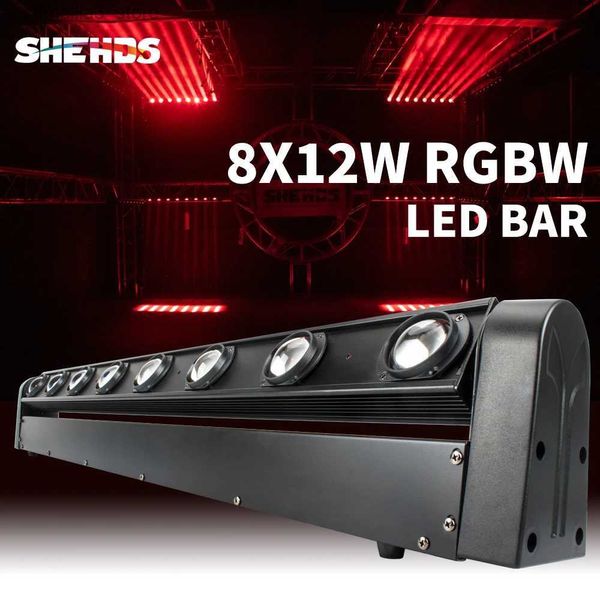 Lumières principales mobiles SHEHDS 8x12W RGBW barre de LED éclairage principal mobile avec étui de vol pour DJ Disco maison fête boîte de nuit Q231107