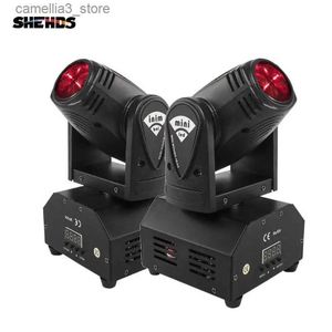 Lumières principales mobiles SHEHDS Mini faisceau de tache de LED 10W lumière principale mobile DMX512 stroboscope pour la maison Disco Bar scène spectacle de mariage Q231107