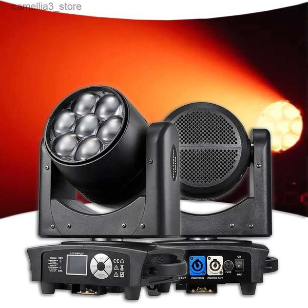 Luces de cabeza móviles YUER 7x40W RGBW LED Cabeza móvil Zoom Luces de lavado Música Fiesta de bodas Efectos de escenario Controlador DMX Disco Iluminación de DJ profesional Q231107