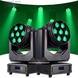 Luces de cabeza móviles Yuer Cabeza móvil 7x40W LED RGBW 4in1 Luces de zoom Dmx512 Proyector de control Móvil Bueno para iluminación Dj Disco Party Lights Q231107